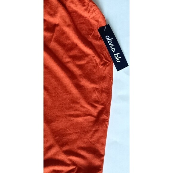 Olivia Blu Skirt Size 3X Orange Drawstring Ruched Sides Stretch Mini To Knee - Picture 4 of 6